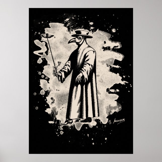 Poster Doc beak - Plague doctor – bleached white (Frente)