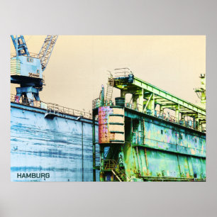 Poster Doca do Porto de Hamburgo - Arte de Sachers - Cart