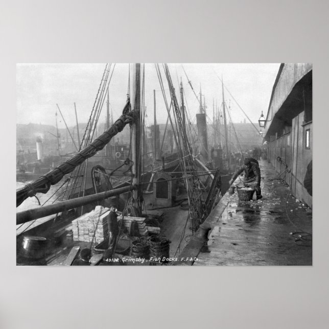 Poster Docas de peixe, Grimsby, início do 20 (Frente)