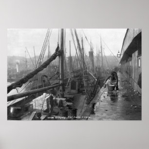 Poster Docas dos peixes, Grimsby, início do século XX