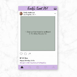 Poster Doce 16 Quadro de moldura para cabine de fotos de 