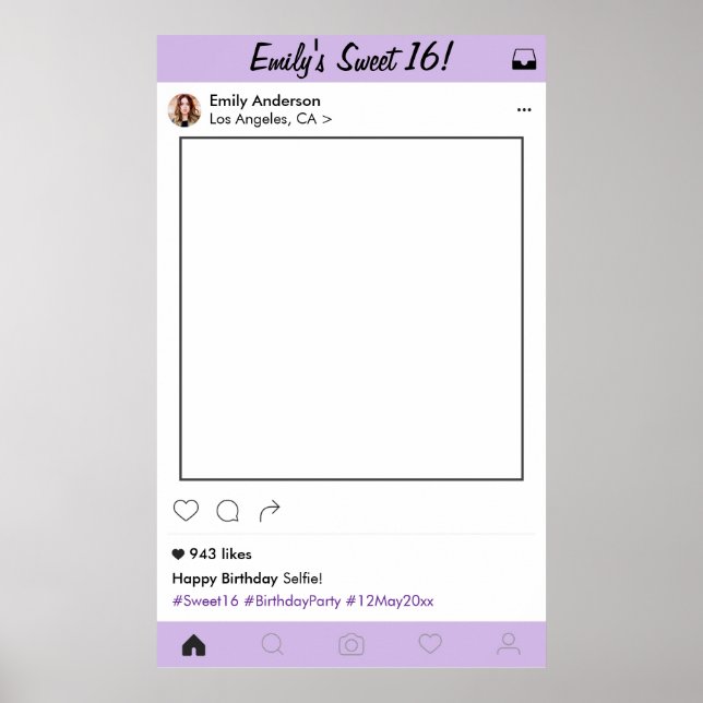 Poster Doce 16 Quadro de moldura para cabine de fotos de  (Frente)