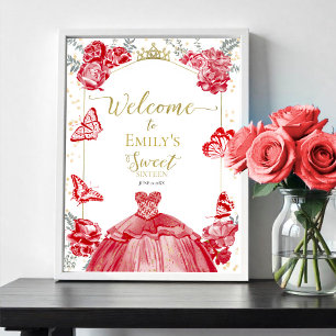 Poster Doce 16 Sinal de Boas-Vindas Borboleta Real Vestid