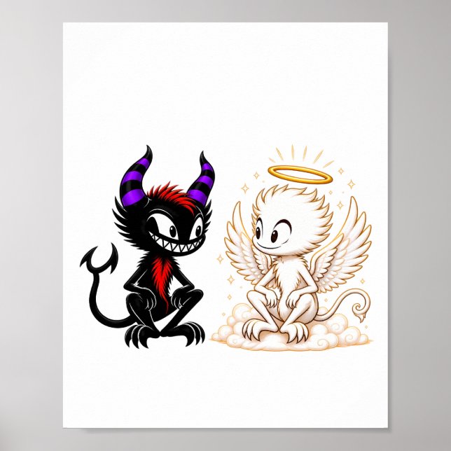 Poster Doce Anjo e Design de Diabo, Bem Versus Mal (Frente)
