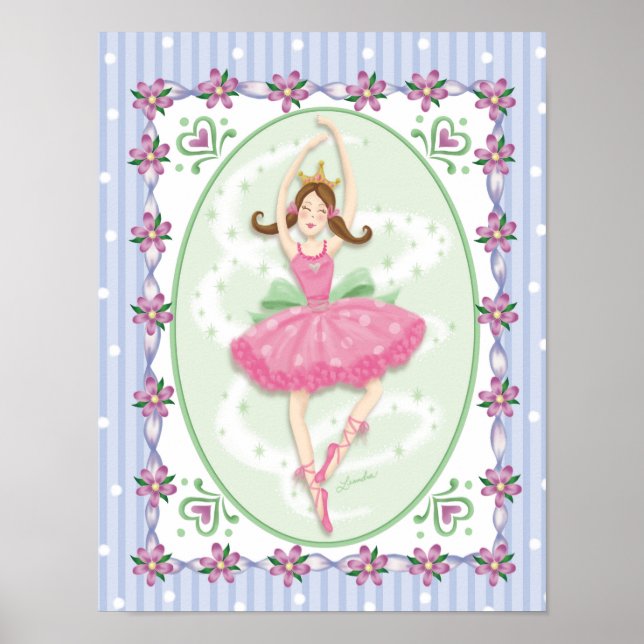 Poster Doce Arte de Parede de Meninas Prima Bailarina (Frente)