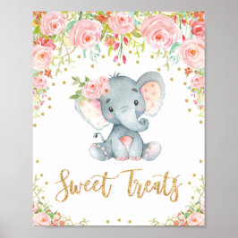 Poster Doce Chamar Chá de fraldas Elefante Menina