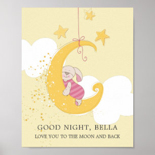 Poster Doce Coelho Bebê Lua Amarela Personalizada