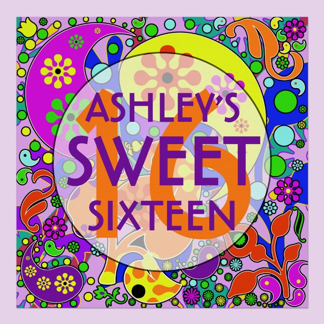 Pôster Doce Colorido 16 Aniversário (Criador carregado)