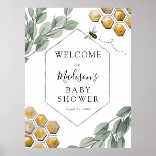 Poster Doce como Bee Eucalyptus Chá de fraldas Welcome