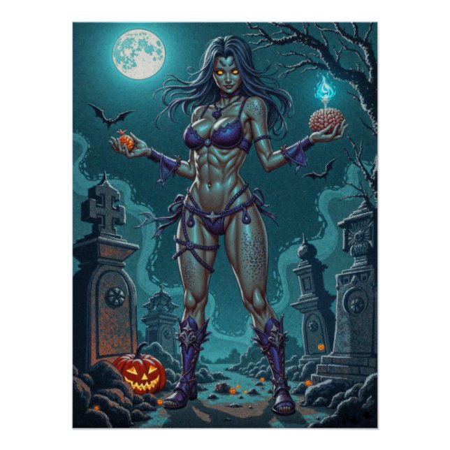 Pôster Doce de Halloween ou Namorada Zumbi com Miolos (Frente)