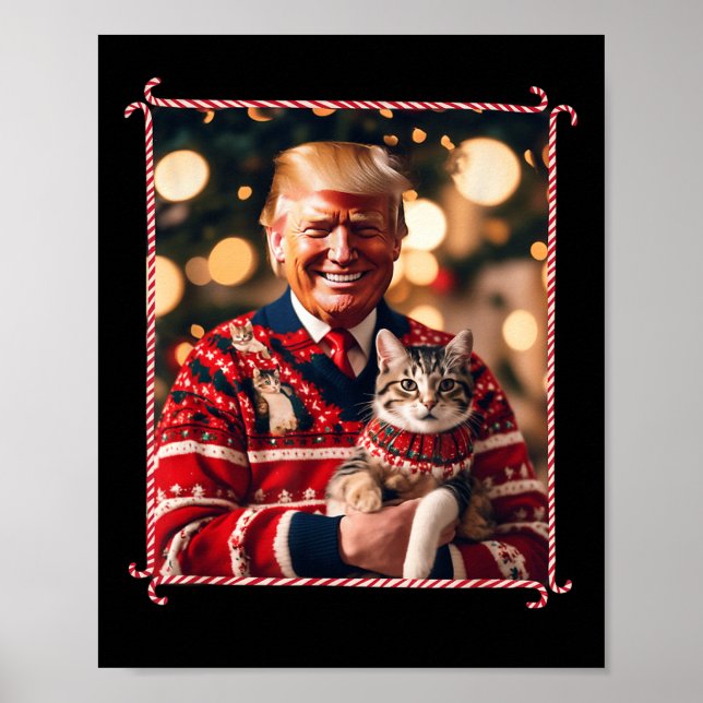 Poster Doce De Natal Engraçado Para Os Pássaros Gatos (Frente)