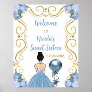 Poster Doce Dezesseis Cabelos Castanhos Princesa Azul Bem