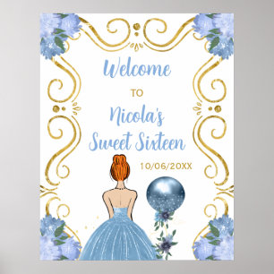 Poster Doce Dezesseis Cabelos Vermelhos Princesa Azul Boa