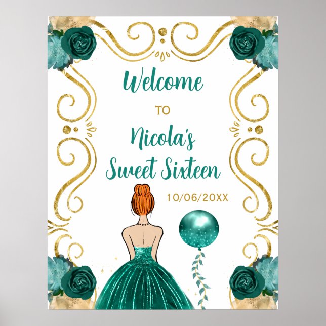 Poster Doce Dezesseis Cabelos Vermelhos Princesa Teal Blu (Frente)