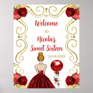 Poster Doce Dezesseis Cabelos Vermelhos Princesa Vermelha