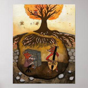 Pôster Doce do Fox - duas raposas que jogam a música