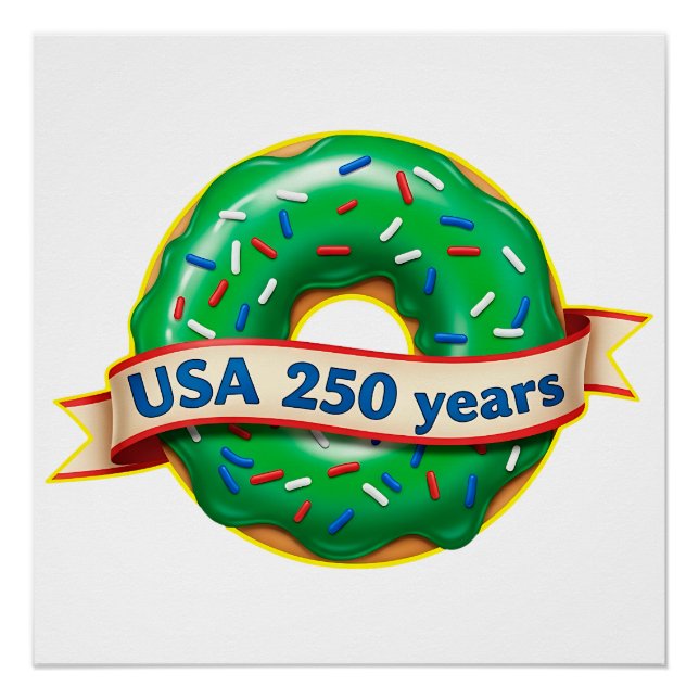 Pôster Doce Donut da Liberdade EUA 250 Anos (Frente)