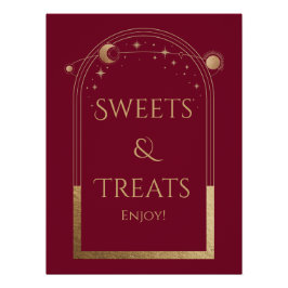 Pôster Doce e Tratamentos de Aniversário Dourado Celestia