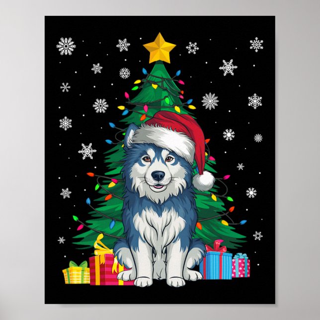 Poster Doce Feio Das Árvores Do Xmas Alaskan Malamute (Frente)