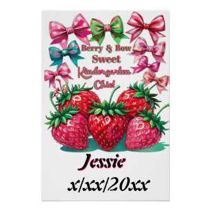 Pôster Doce Jardim de Infância Chic com Fruta e Laço