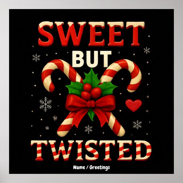 Poster Doce, Mas Doce Torcido, Cané Engraçado De Natal En (Frente)