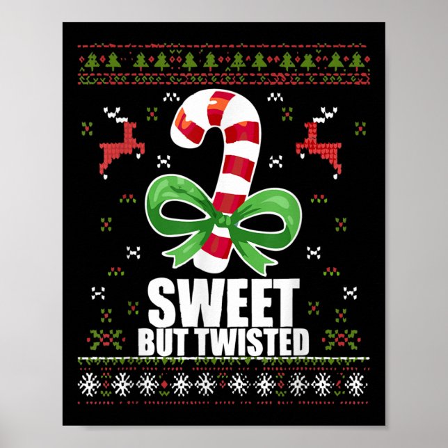 Poster Doce Mas Torto Engraçado Cane De Natal Feio Natal  (Frente)