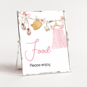 Poster Doce Menina Boho Chá de fraldas de roupa Comida