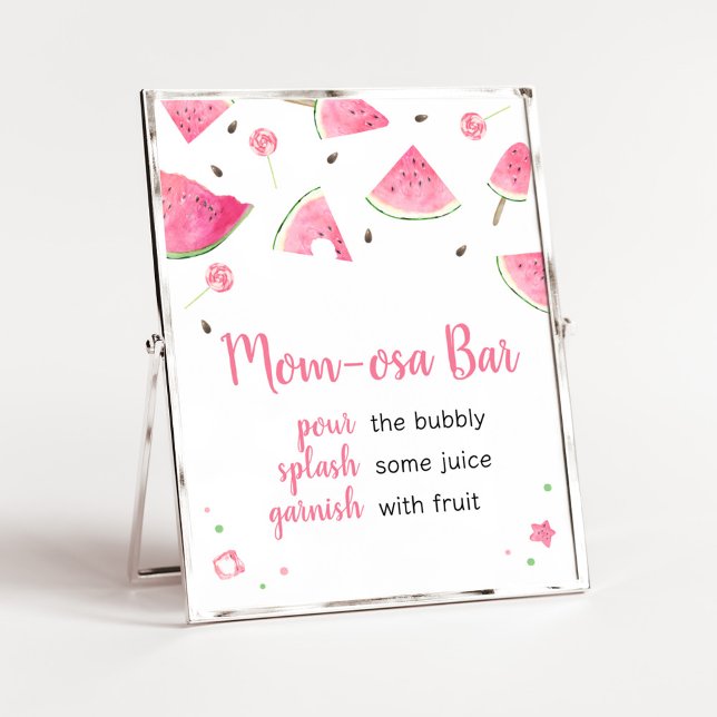 Poster Doce Pequena Melancia Infantil Mãe Bar Osa (Watermelon Sweet Little Baby Shower Mom Osa Bar Sign)
