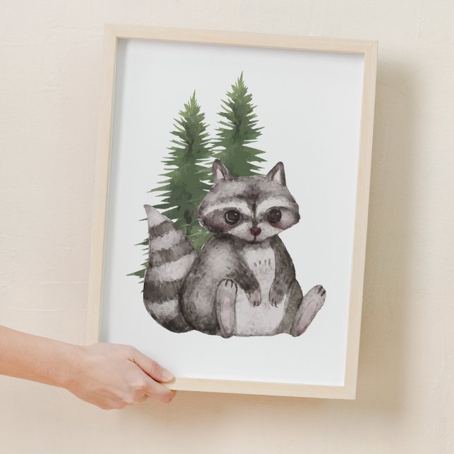 Poster Doce Pinheira-Pinheira-Pinheira-Pinheira-Pinheira  (Sweet Raccoon Pine Tree Woodland Nursery Decor)