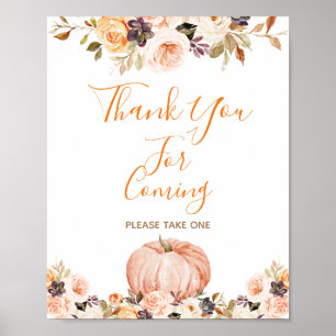 Poster Doce Pumpkin Rustic Floral Obrigado por vir