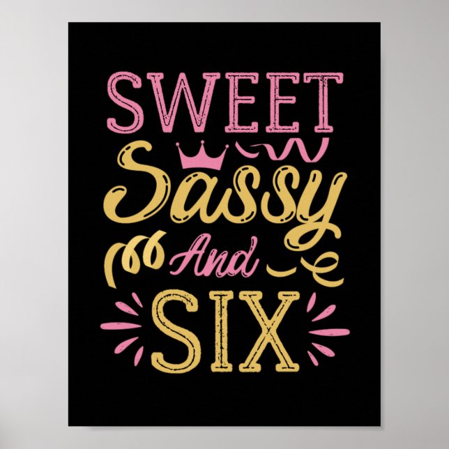 Poster Doce Sassy e Seis, Engraçados Aniversário (Frente)