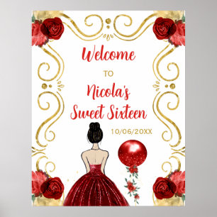 Poster Doce Sessenta Noite de Cabelo Marrom Princesa Verm
