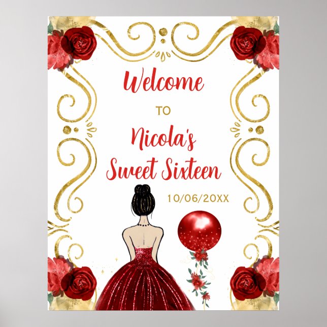 Poster Doce Sessenta Noite de Cabelo Marrom Princesa Verm (Frente)