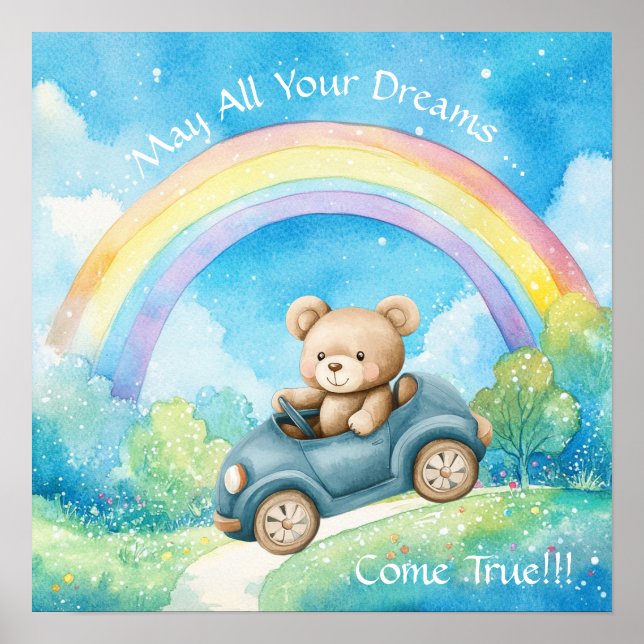 Poster Doce Sonho Arco-íris Urso de Pelúcia Berçário  (Frente)