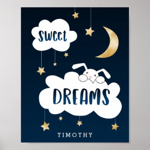 Poster Doce Sonho Bunny Azul Personalizado
