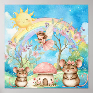 Poster Doce Sonho Fada Arco-Íris & Berçário de Ratos