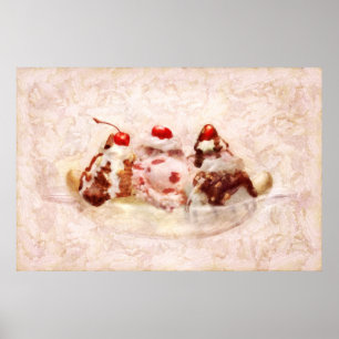 Pôster Doce - Sorvete - Banana split