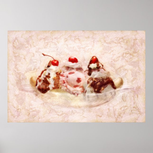 Pôster Doce - Sorvete - Banana split (Frente)