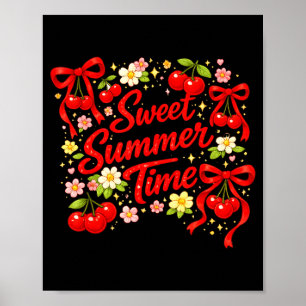Poster Doce tempo de verão arco retrô de cereja outfit de