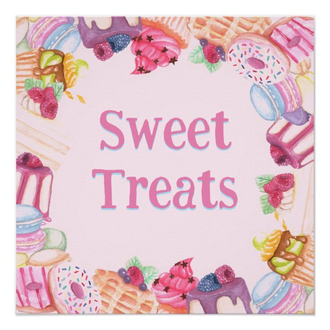 Pôster Doce Tratamentos Desserts Rosa (Frente)