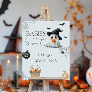 Poster Doce Trate Pequeno Chá de fraldas Boo Halloween