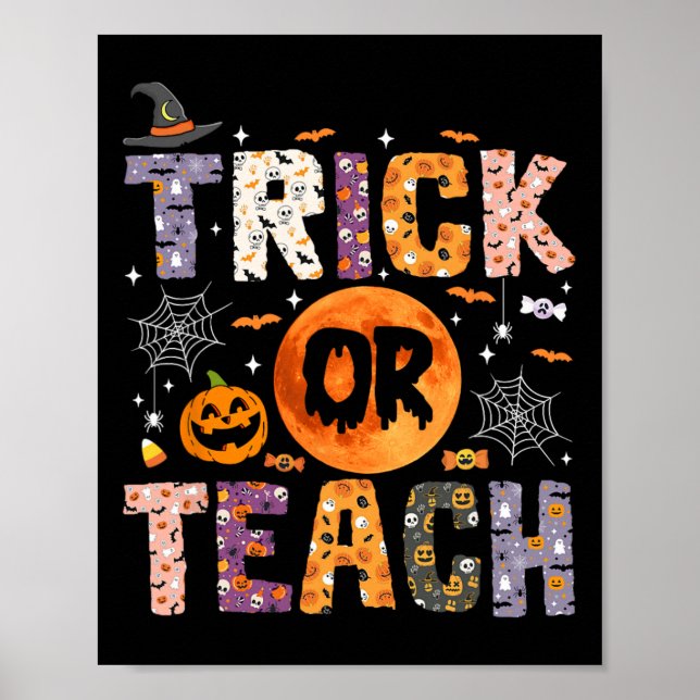 Poster Docente Ou Ensino Engraçados Professores Halloween (Frente)