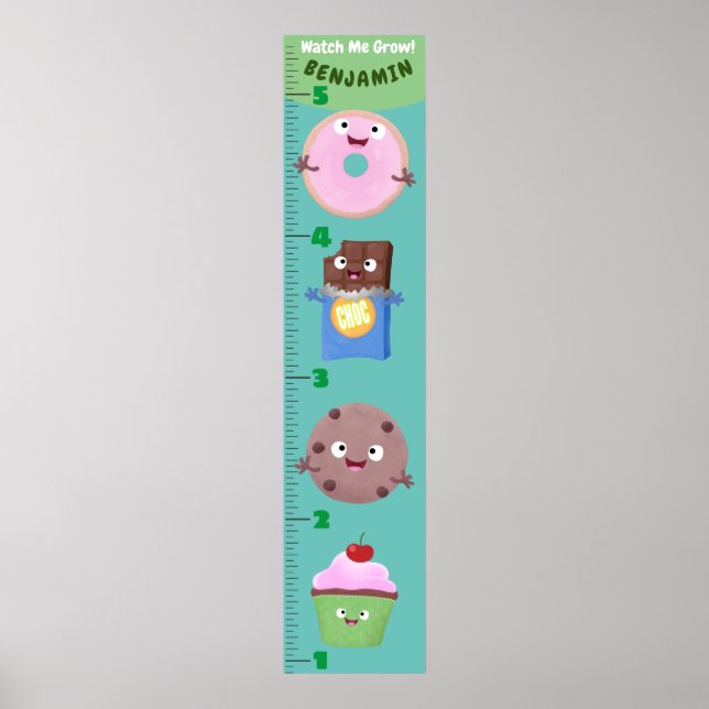 Poster Doces bonitos tratam gráfico de crescimento de cha (Frente)
