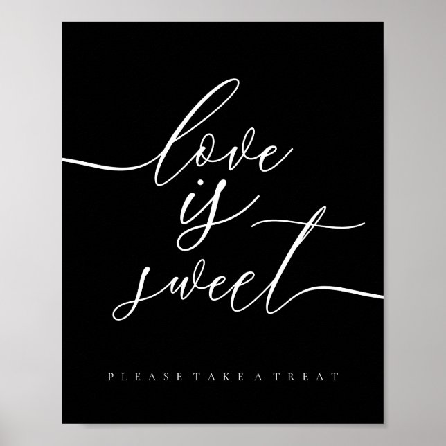 Poster Doces de casamento preto Comida Sobremesa O amor é (Frente)