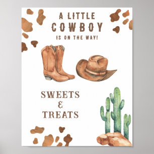 Poster Doces e guloseimas de cowboy para chá de bebê