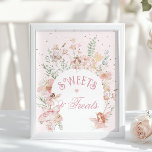 Poster Doces e guloseimas de fada Aniversário cor-de-rosa