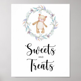 Poster doces e guloseimas ursinho baby shower 