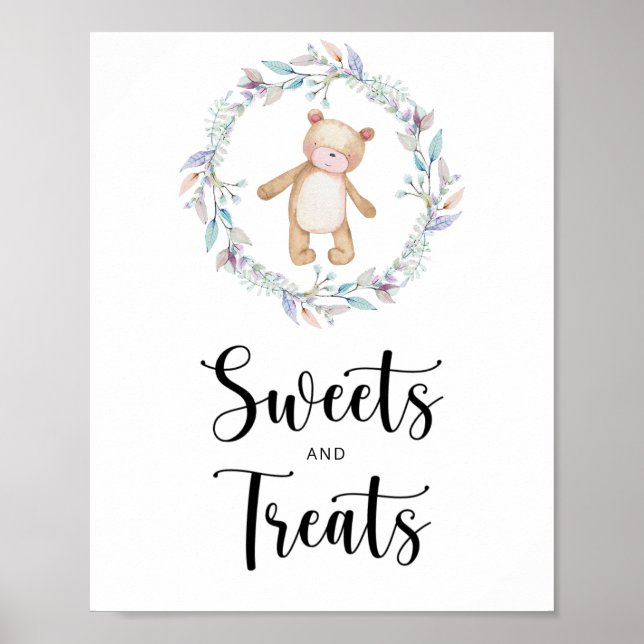 Poster doces e guloseimas ursinho baby shower  (Frente)