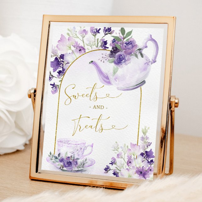 Poster Doces e Tratamentos com Chá de panela Floral Roxo (Criador carregado)