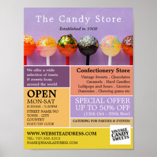 Poster Doces Lollipop, Material de confeitaria Publicidad